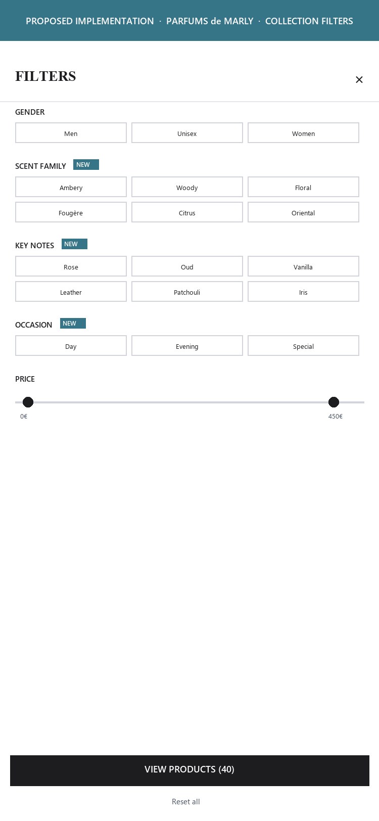PROPOSED - Scent family / notes / occasion filters