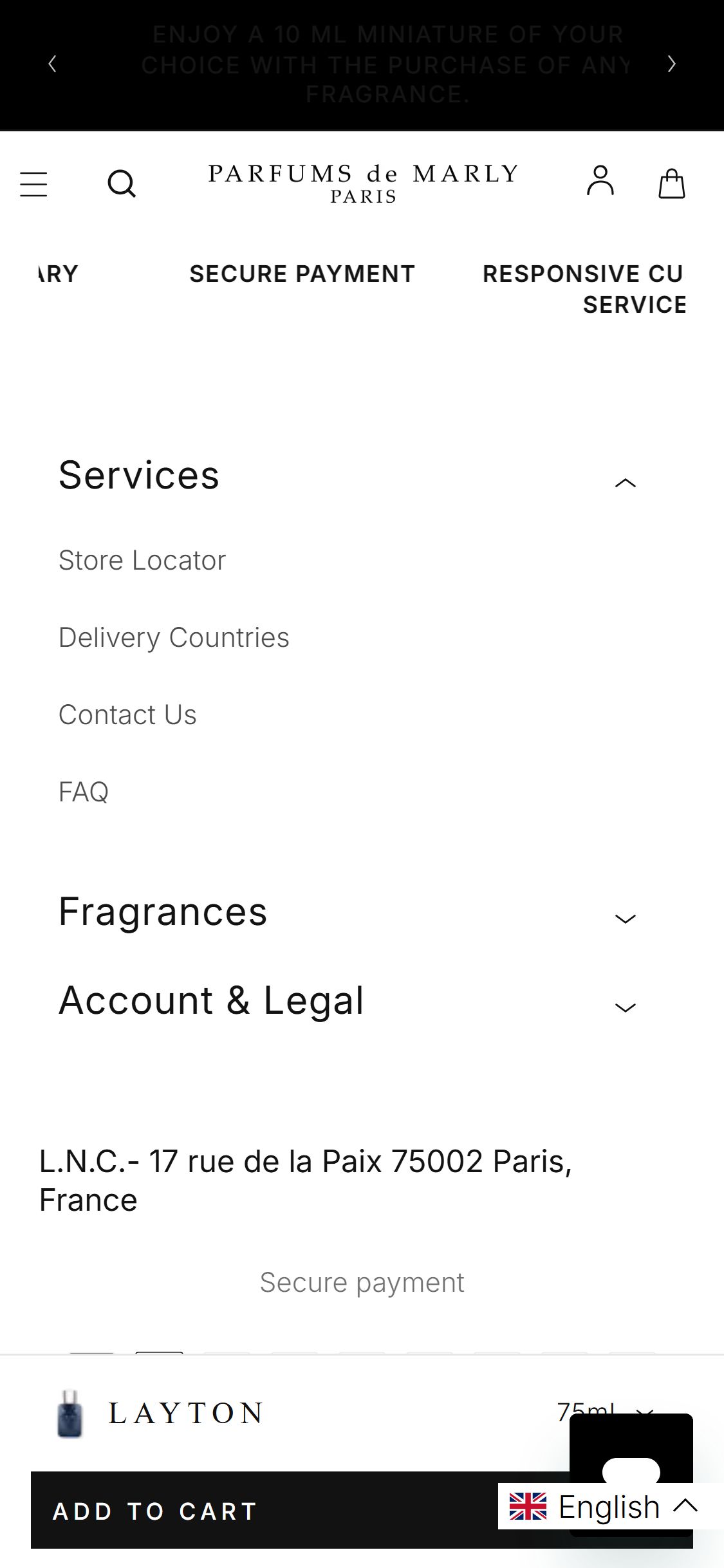 Parfums de Marly — Layton PDP footer